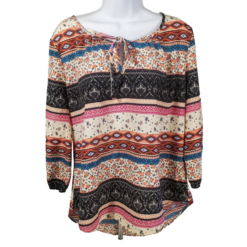 Self Esteem Women's‎ XL Shirt Multicolored Boho Style Pullover Top